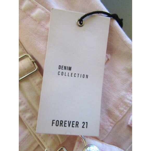 Forever 21 Los Angeles Overalls Pink Denim Mini Dress Jean NWT Sz 27 S/M - Picture 6 of 6